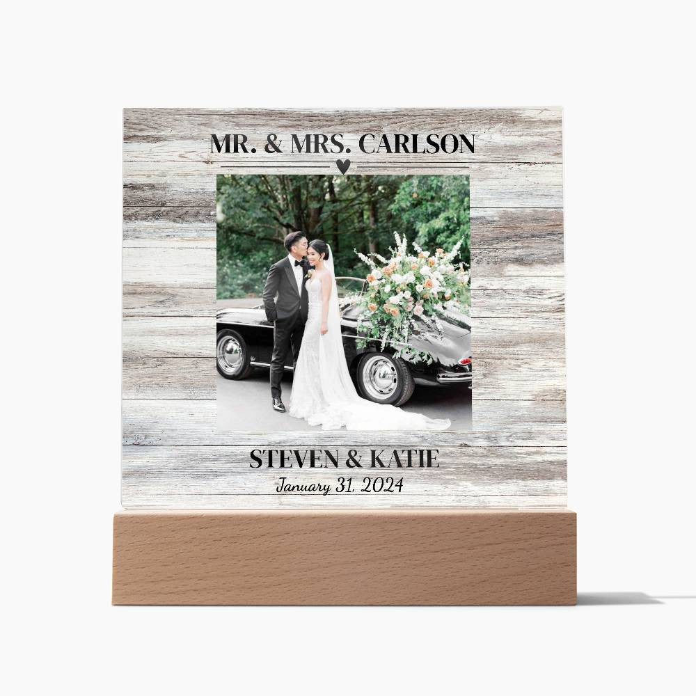 Personalized Wedding Photo Frame | Square Acrylic Plaque