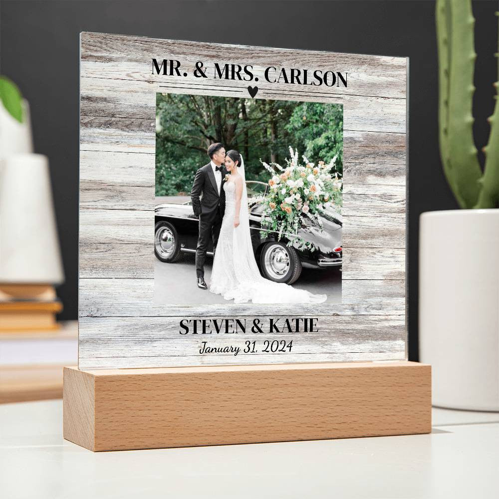 Personalized Wedding Photo Frame | Square Acrylic Plaque