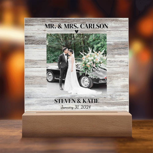 Personalized Wedding Photo Frame | Square Acrylic Plaque