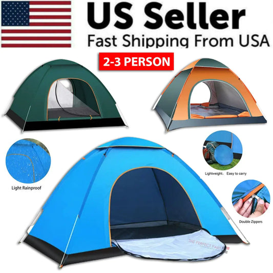 Pop Up Tent 2-3 Person Camping Tent Waterproof Hiking Canopy Shelter For Outdoor