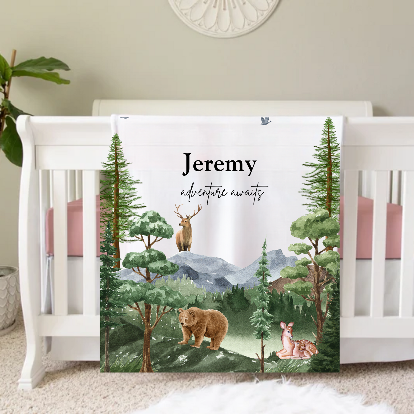 Personalized Woodland Animal Baby Blanket